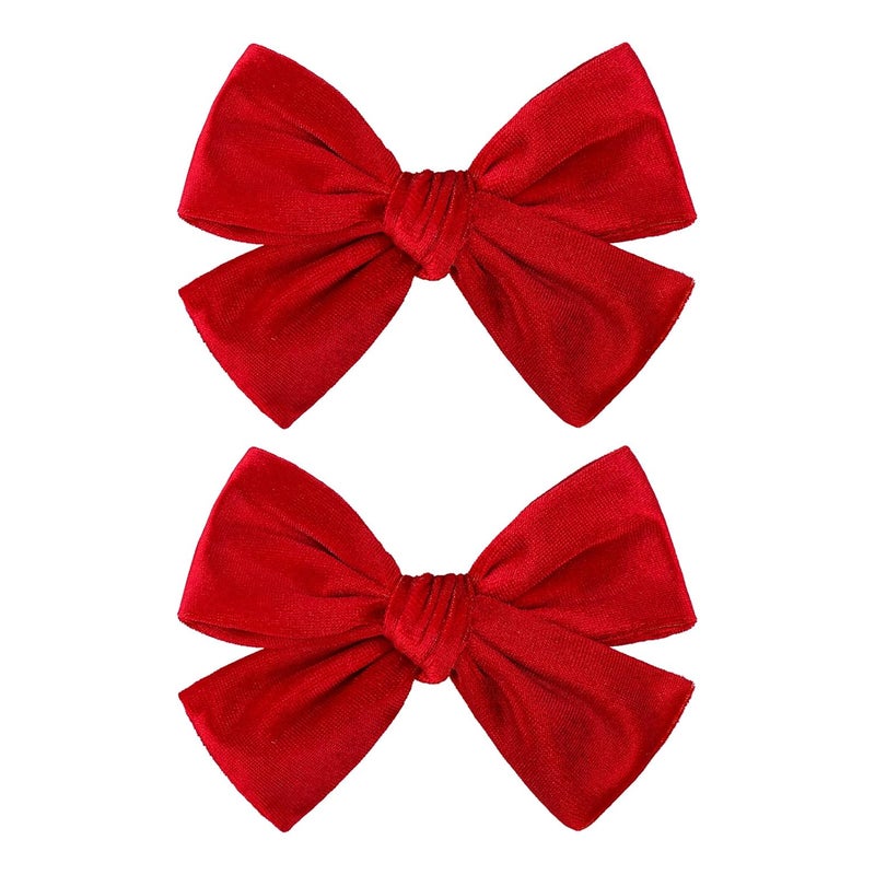 ONENINEDREAM Velvet Hair Bows Alligator Clips for Girls Red Bow Clip for Hair Bowknot Alligator Barrettes Baby Girls Hair Accessories Red Bows Toddlers Kids - Image 1